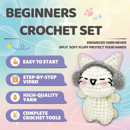 Headphone Kitten Crochet Kit for Beginners