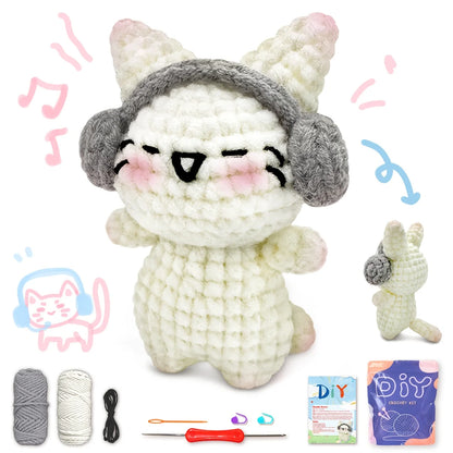 Headphone Kitten Crochet Kit for Beginners